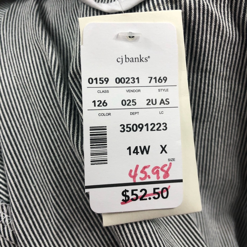 NWT CJ Banks Grey & White Striped Blazer Size 14W - Picture 7 of 7